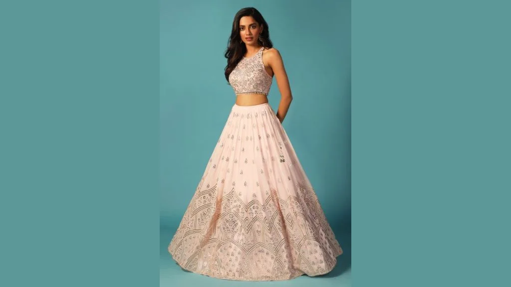 Brides, Exquisite Lehengas for Breathtaking Weddings, Explore Your Dream Wedding Look 6 Crop Top Style Blouse and Golden Tulle Lehenga Skirt 4