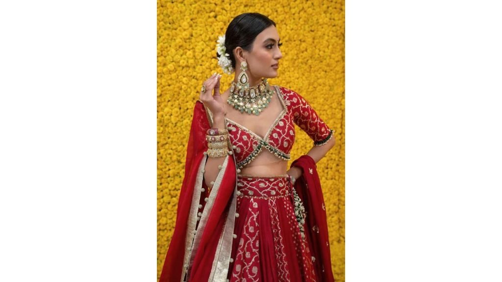 Bold blouse designs & popping colors Lehengas